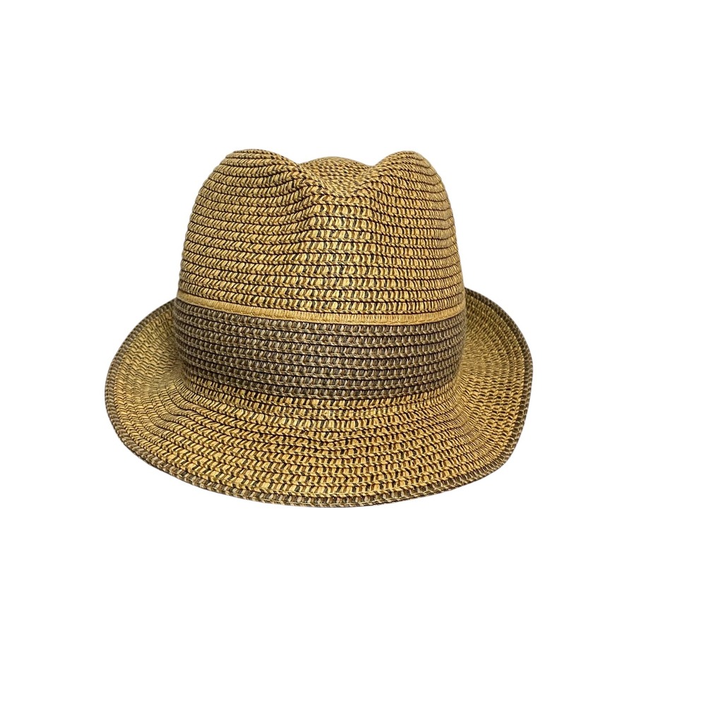 David and Young Straw Fedora‎ Hat Women's One Size Paper Banded Resort Vacation